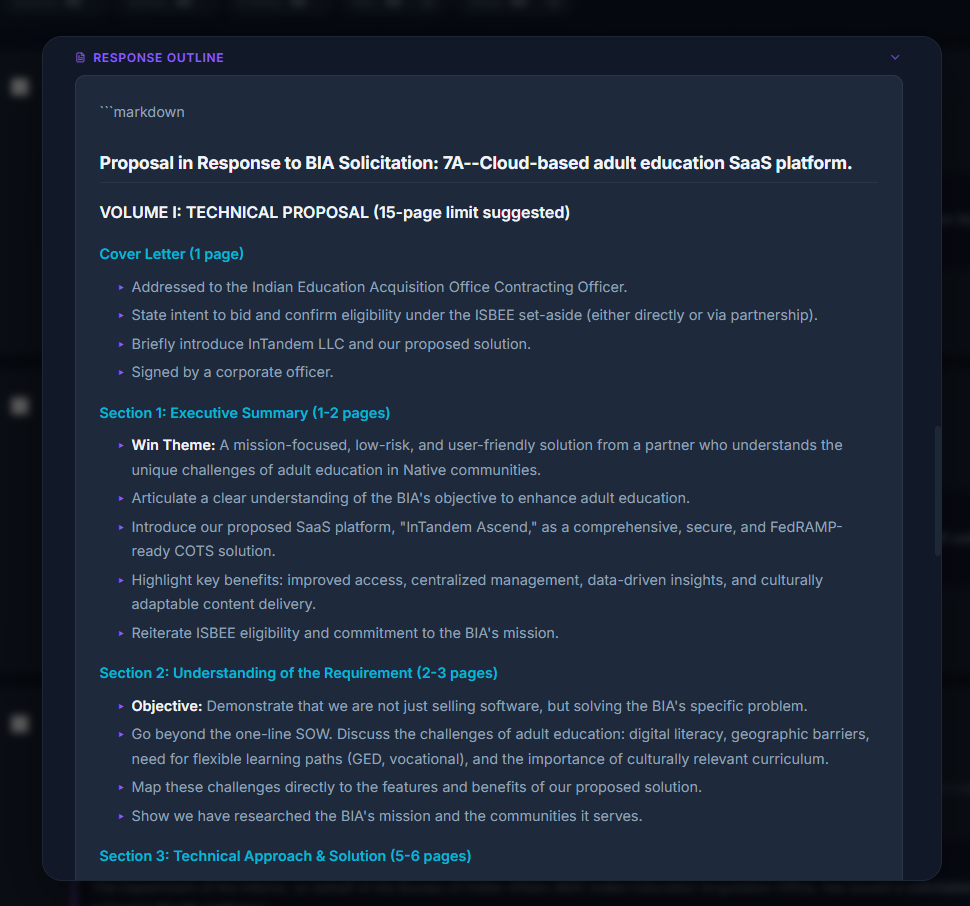 InTandem AI Response Outline Generator
